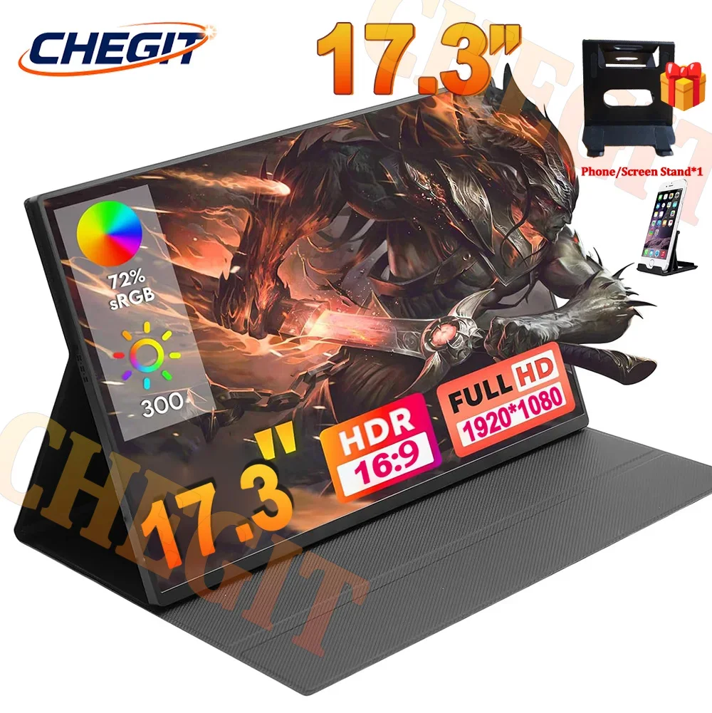 

17.3 inch Portable Monitor With Protective Case HD IPS Display Computer Monitor HDMI-Compatible For Laptop Xbox Switch PC Game