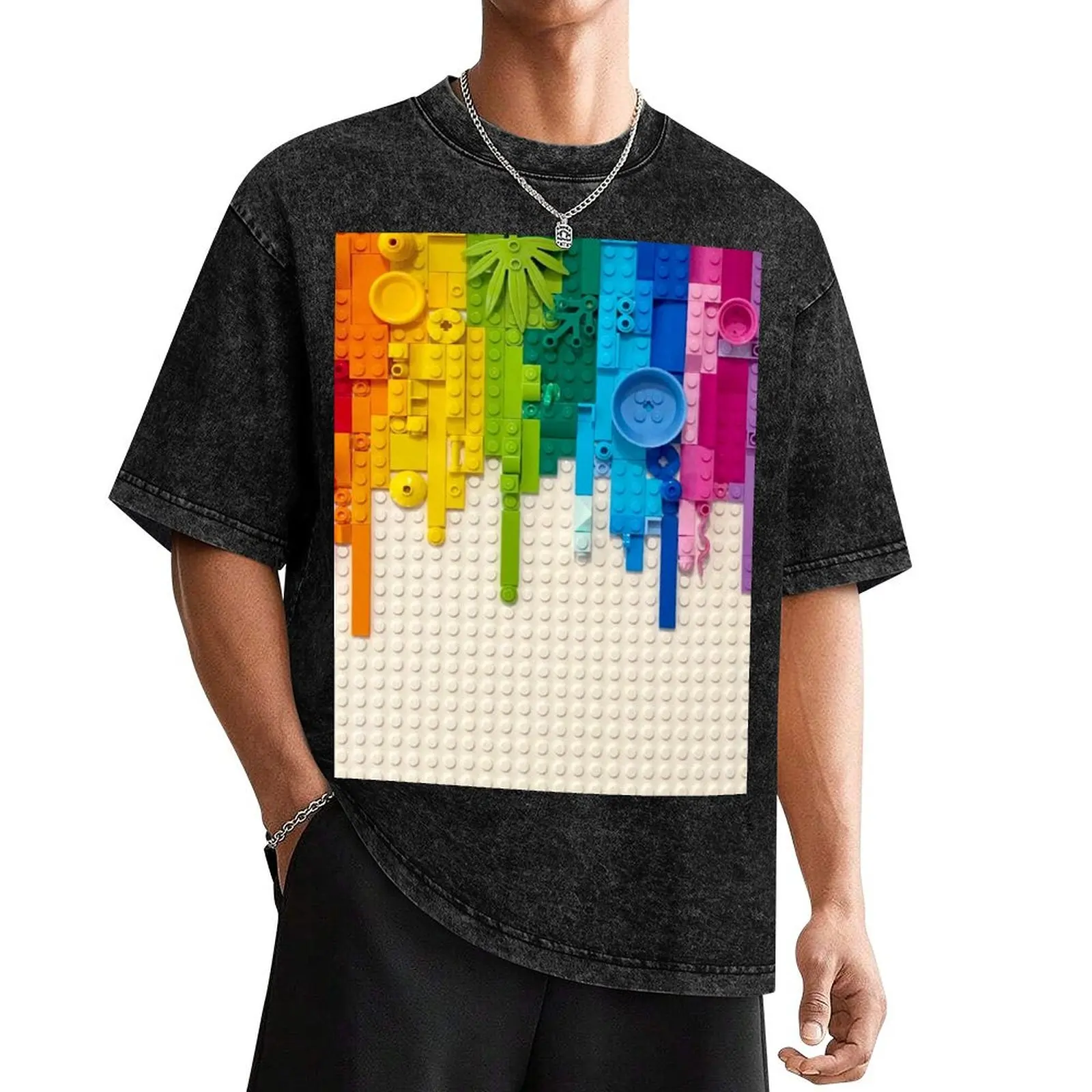 Rainbow drip T-Shirt Short sleeve tee luxury clothing labubu essential t shirt heavy weight t shirts for men