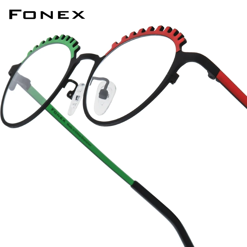 FONEX Pure Titanium Glasses Frame Women Brand Design Vintage Retro Round Eyeglasses Men Japanese High-end Custom Eyewear 85771