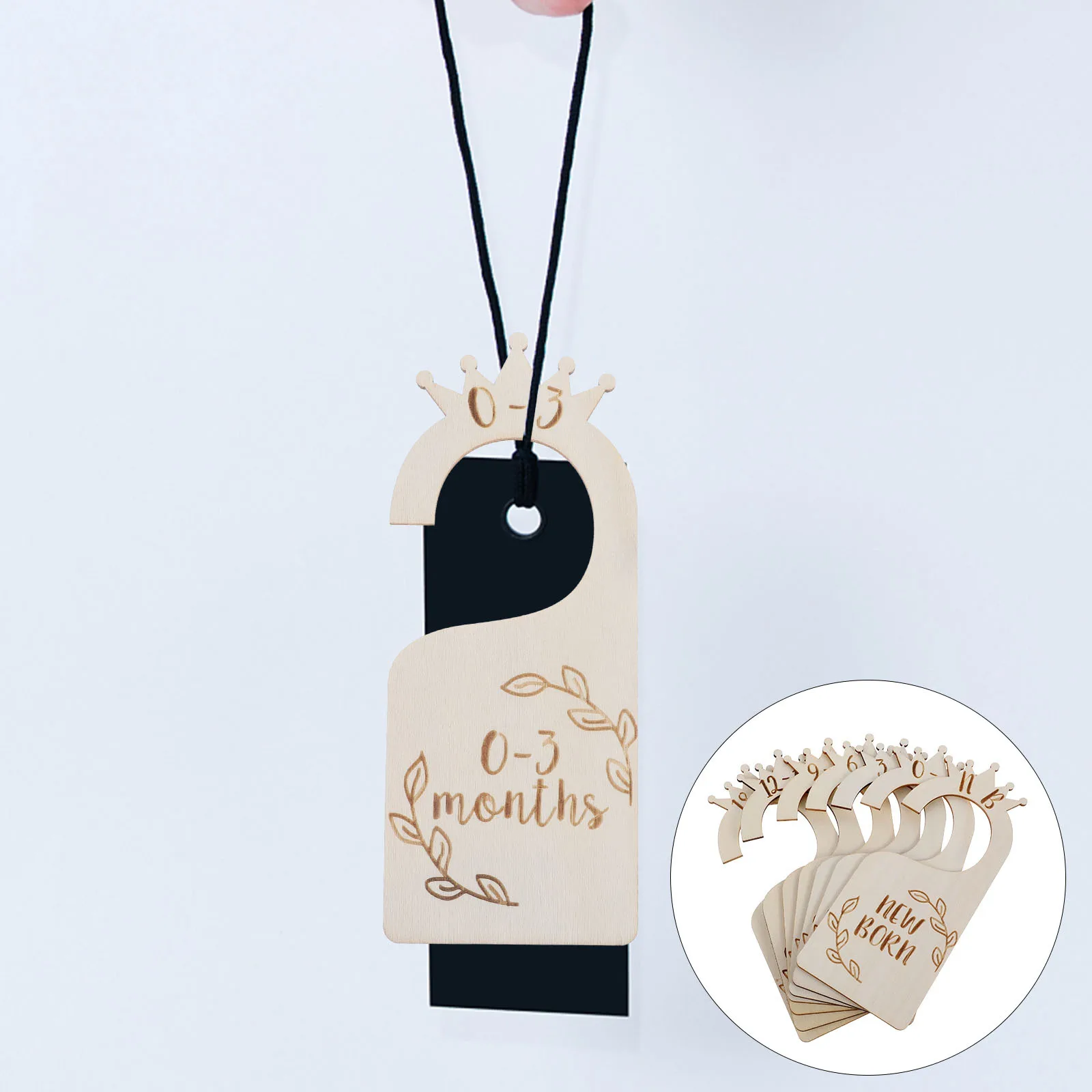 

1 Set Baby Clothes Size Dividers Infant Closet Organizers Toddler Wardrobe Dividers Month Printed Wooden Design Newborn Storage