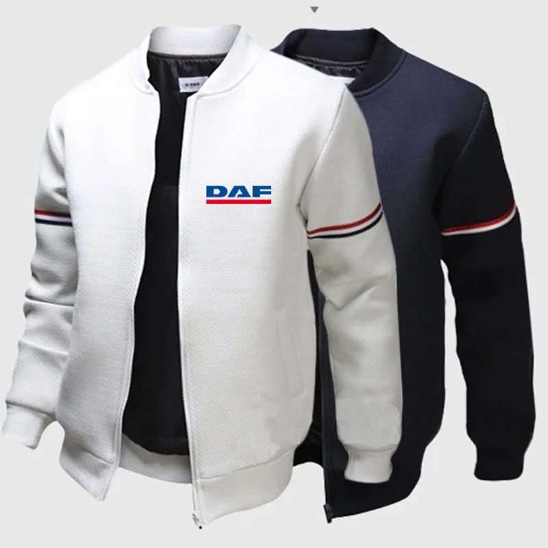 

DAF Truck Logo 2024 New Mens Casual Baseball Uniforms Jackets Hip Hop Sport Zipper Coats Stand Collar Long Sleeve Streetwear