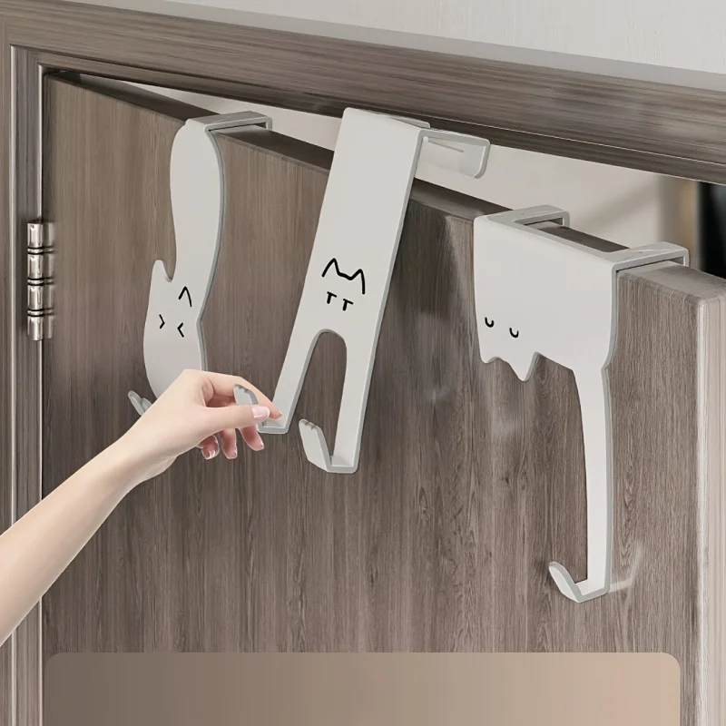 1/6 piece door hook, door hook storage rack without drilling, kitchen cabinet, door hanging clothes rack, storage clothes cap, k view 6