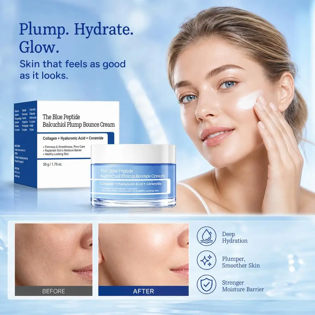 Blue Copper Peptide Face Cream For Normal-to-dry Skin Moisturizing Nourishing Face Plumping Facial Cream Korean Skin Care