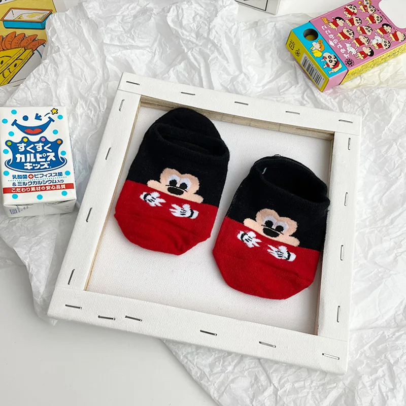 Disney Stitch Mickey Minnie Cute Summer Clothes Accessories Baby Girl Boat Socks Anime Cartoon Figure Children Short Sock Girls