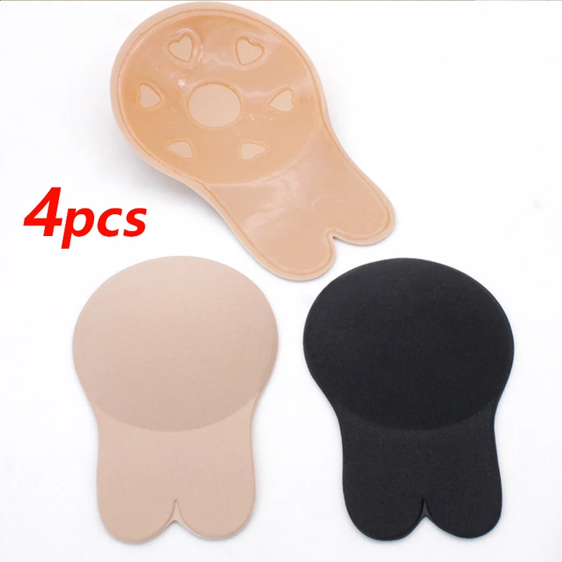 

4pcs Large Size Nipple Cover Rabbit Ear Bust Lift Chest Sticker Reusable Silicone Push Up Invisible Bra Strapless Breast Sticker