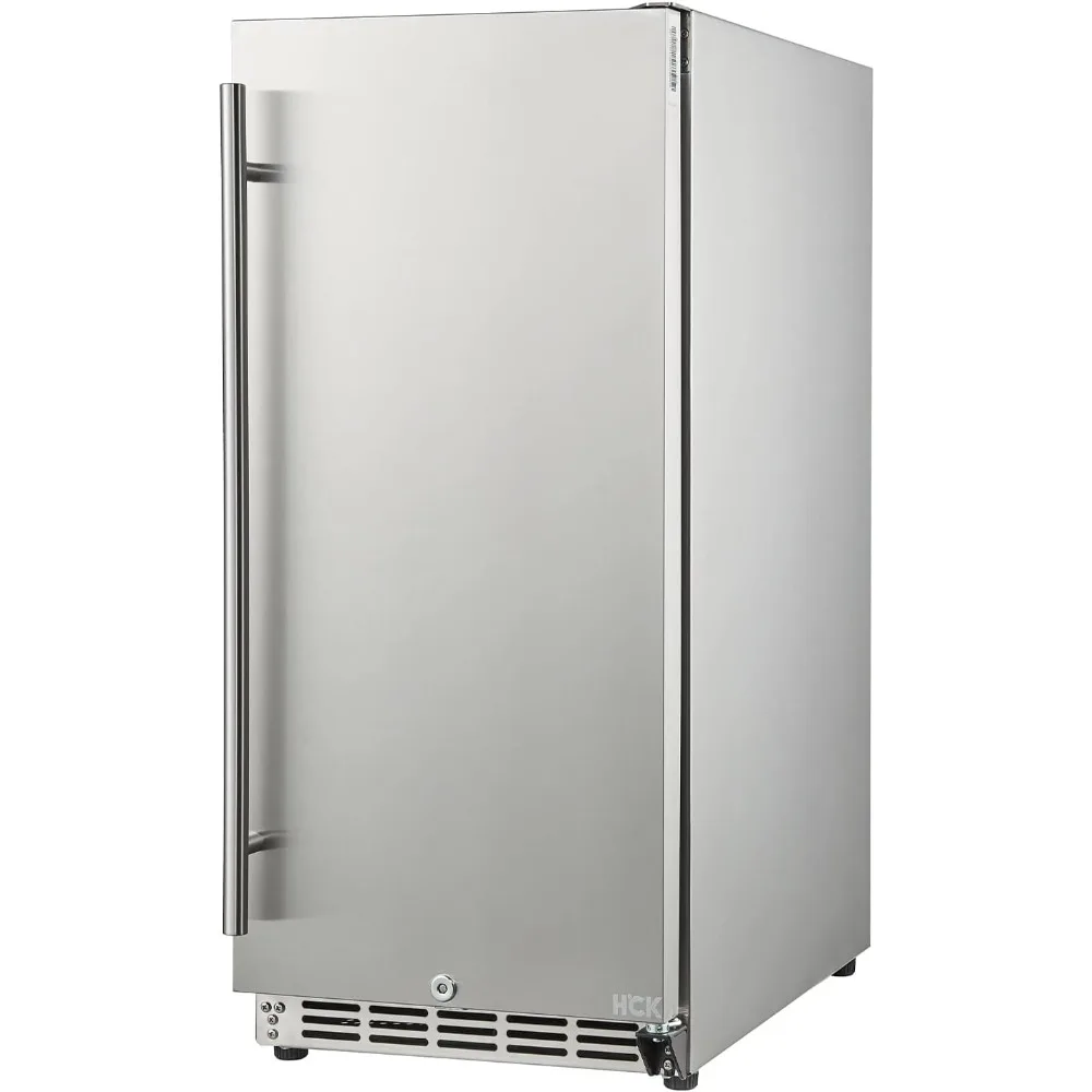 15 Inch Outdoor Refrigerator, Commercial Grade Beverage Fridge Fast Cooling with Stainless Steel Door Built-in Indoor/Outdoor