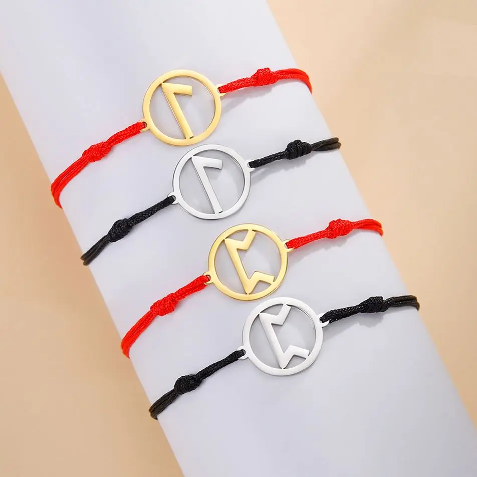 Dawapara-Bracelet Runes Nordiques en Acier Inoxydable, Amulette avec Corde Ajustable, Bijoux de Charme, Rune Futhlavabo Elder, Francesco Scandinave