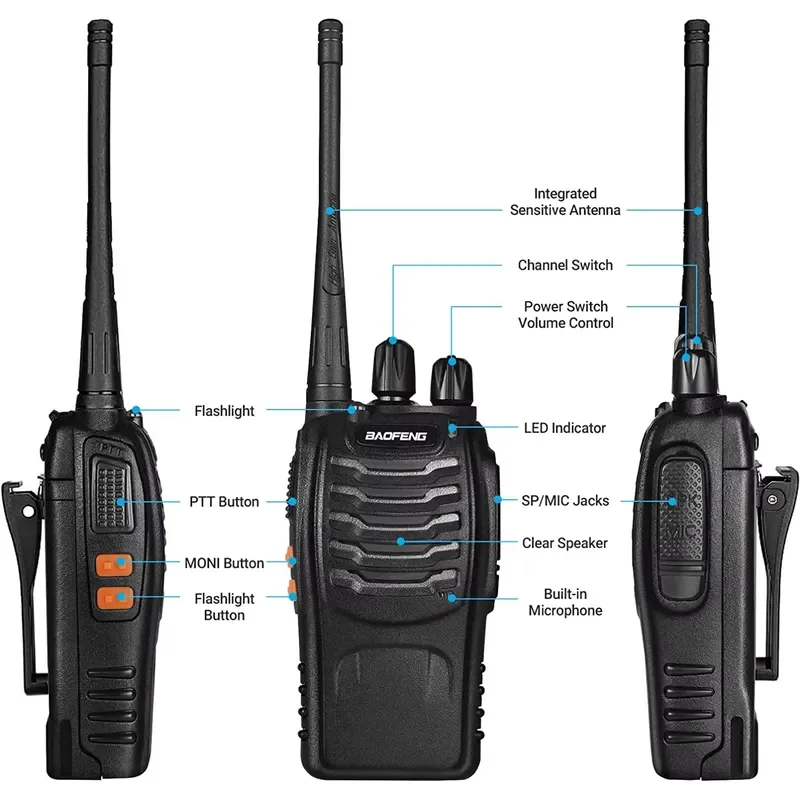 BOLRZOBF-888s Woki Toki Type C Battery Walkie-Talkie Remote 5W UHF Intercom Transceiver Radio BF 888s Two-way Radio