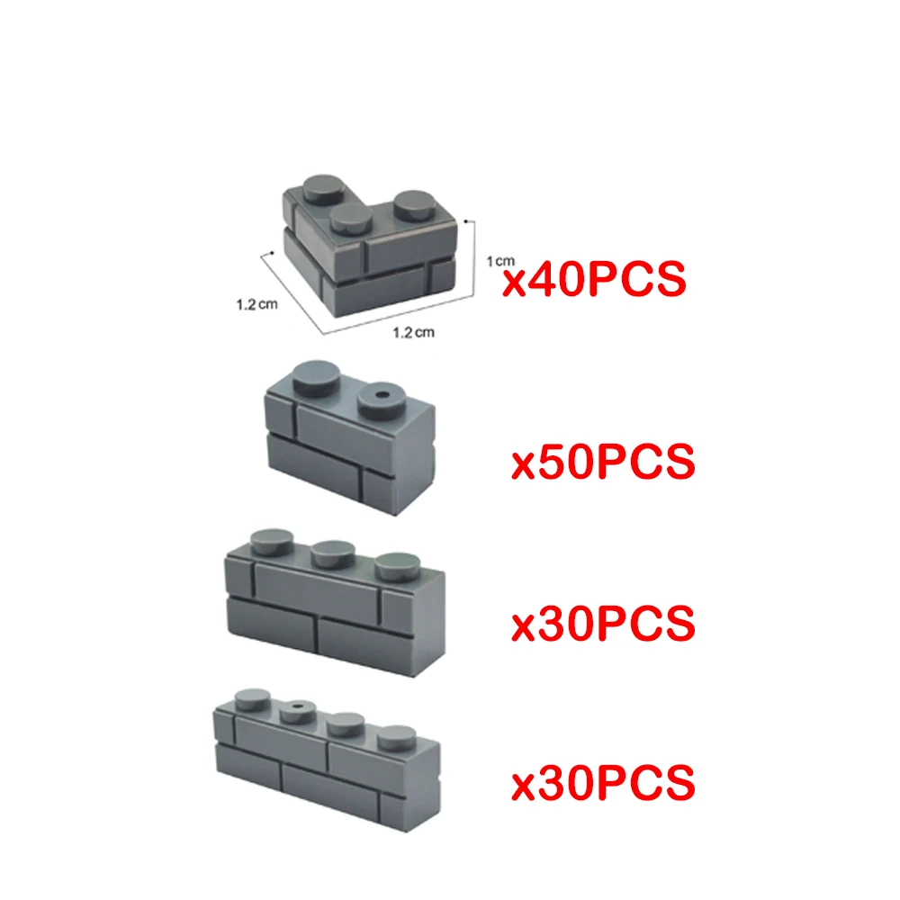 MOC – pièces de figurines murales, blocs de construction, briques épaisses, accessoires de ville, sacs de sable, escaliers, clôture à monter soi-même, 98283 15533 6020