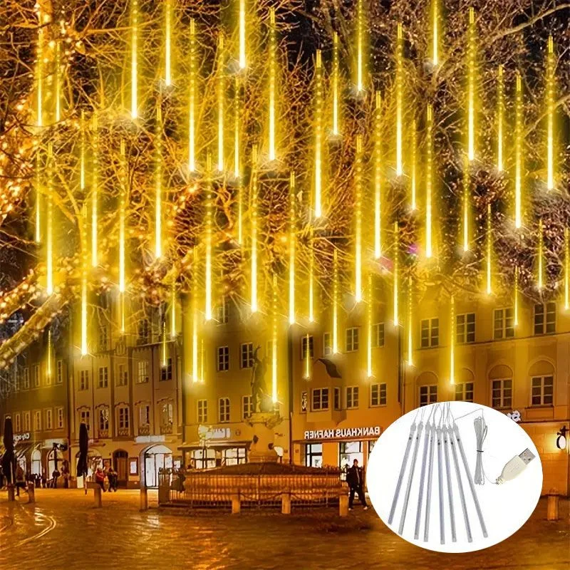 Wedding Fairy String Light Holiday Party Decor Room Decorations USB LED Meteor Shower Rain Light for 2026 Ramadan Christmas