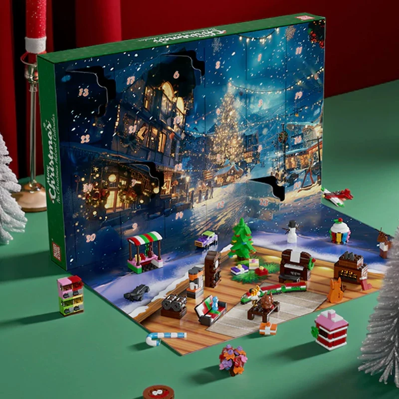 الإبداعية الخبراء MOC عيد الميلاد سلسلة صندوق أعمى اللبنات DIY نموذج عيد الميلاد مفاجأة هدية للطفل هدية عيد الميلاد
