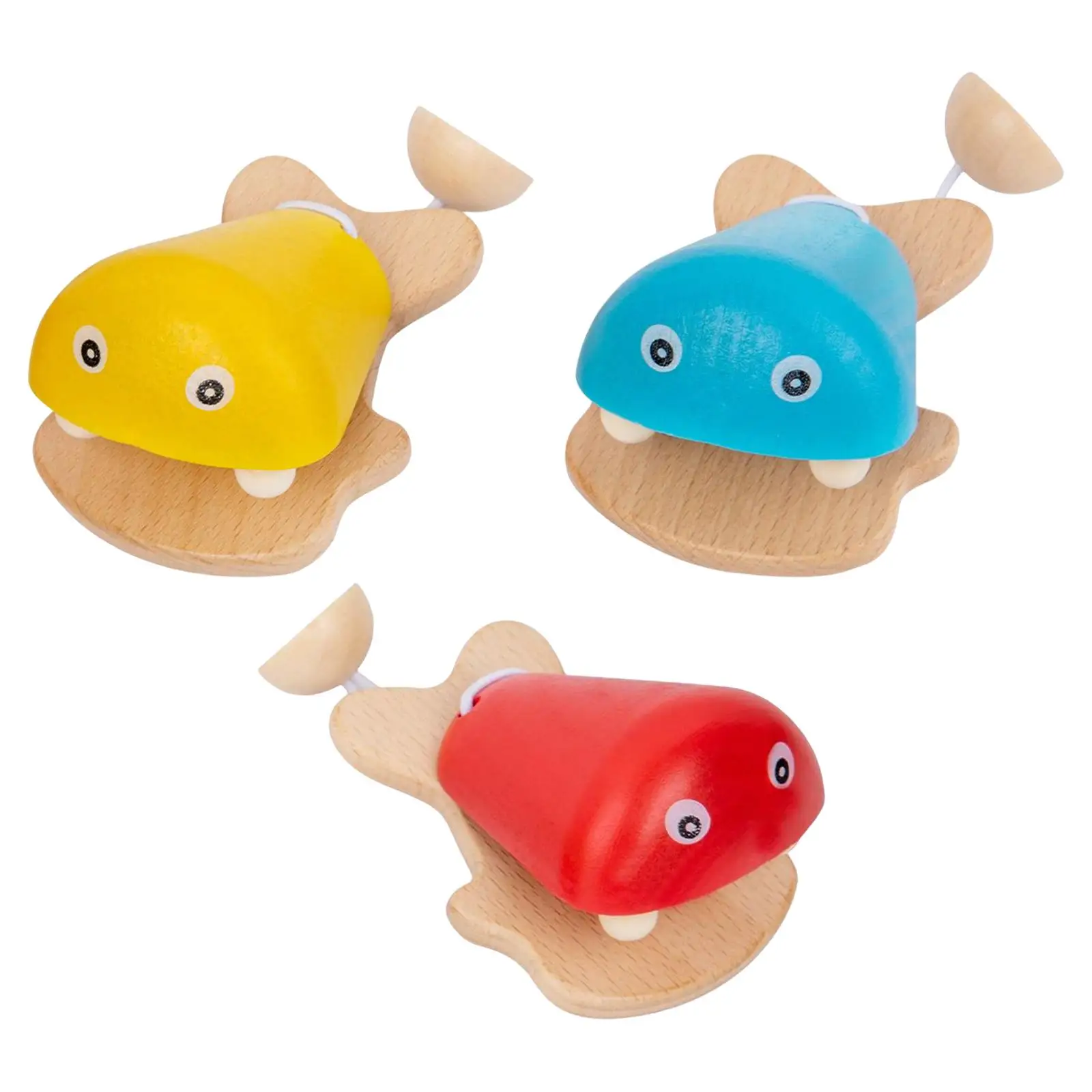 Wooden Fish Castanet Toy Early Learning Finger Castanets for Kids Children