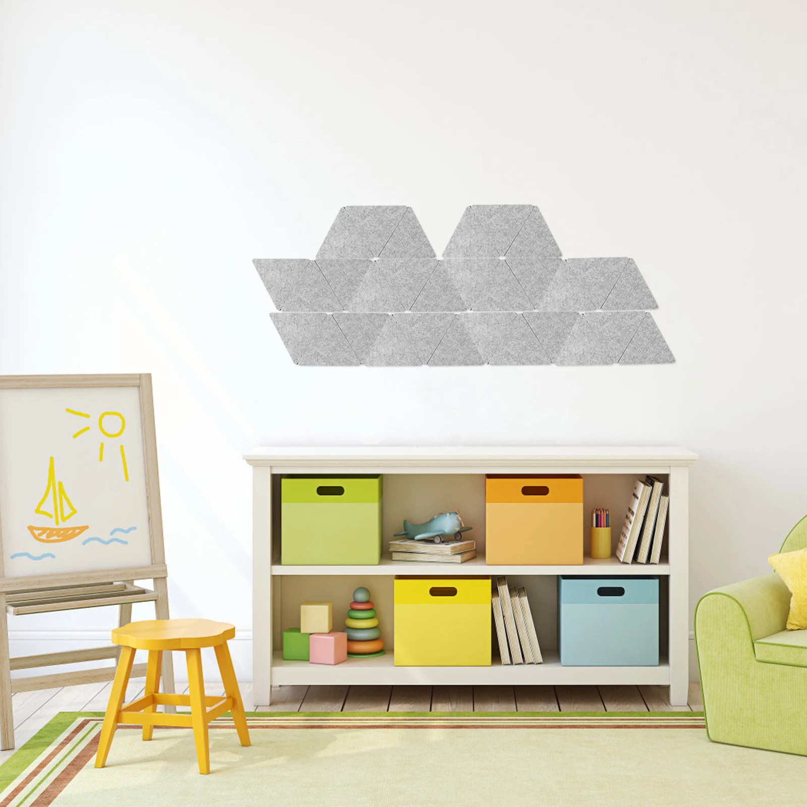 

12pcs Soundproof Felt Board Acoustic Panels Decorative Triangular Wall Art Felt Panel Home Office Bedroom Sound Absorption DIY