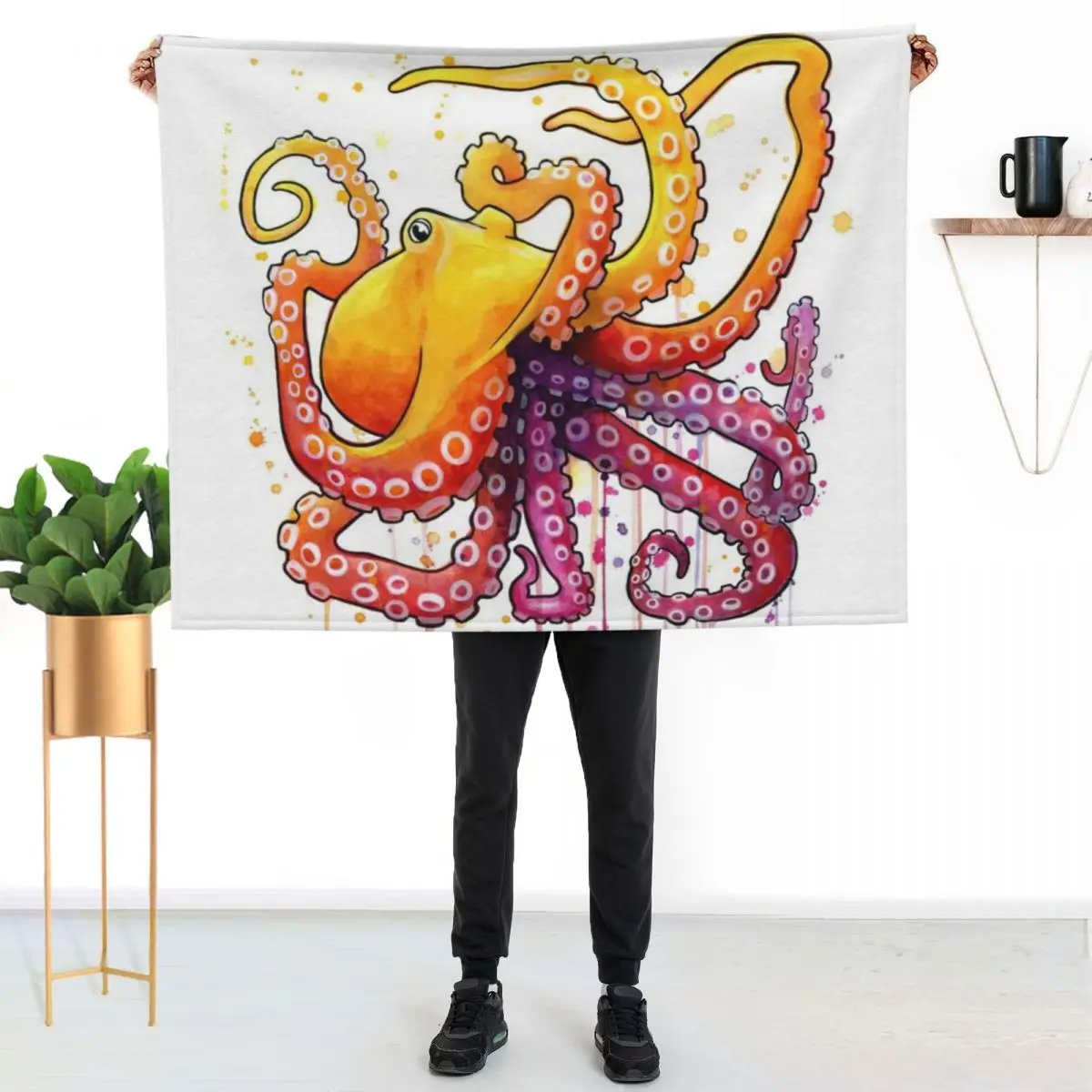 Octopus Sunrise Throw Blanket Blankets For Bed decorative Summer anime Luxury Polar Blankets
