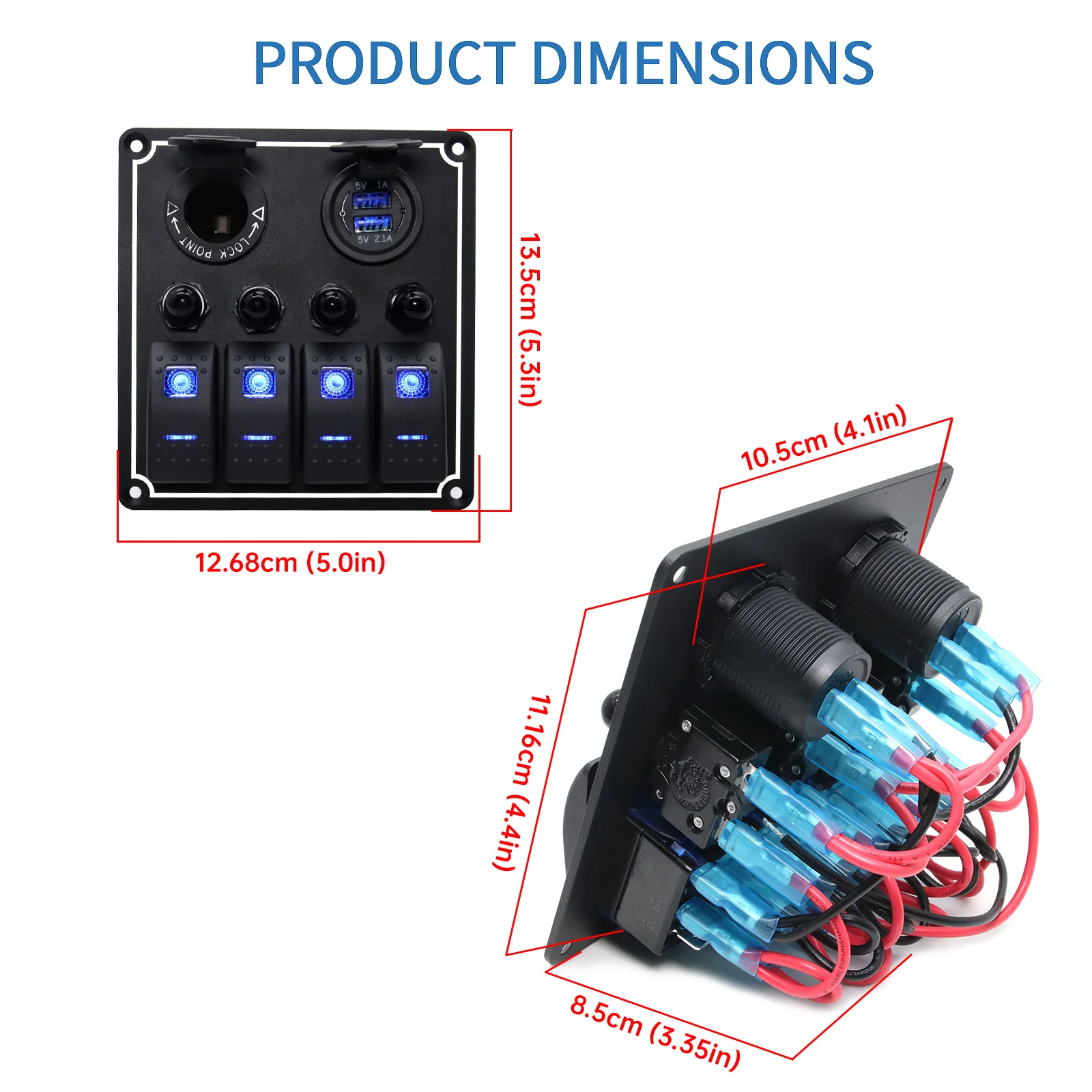 HD Boat Control Panel Switch Panel 12V Car Boat Rocker Toggle Switch Waterproof ON/OFF Marine Push Button LED Light CAR BUTTON