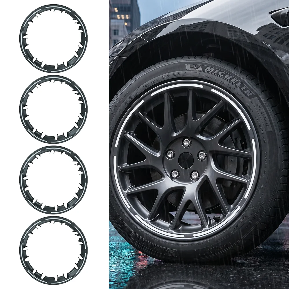 4PCS Luminous Half Pack Hubcap Cover Wheel Hub Protection Ring for Tesla New Model 3 Highland Car Modification Accessories