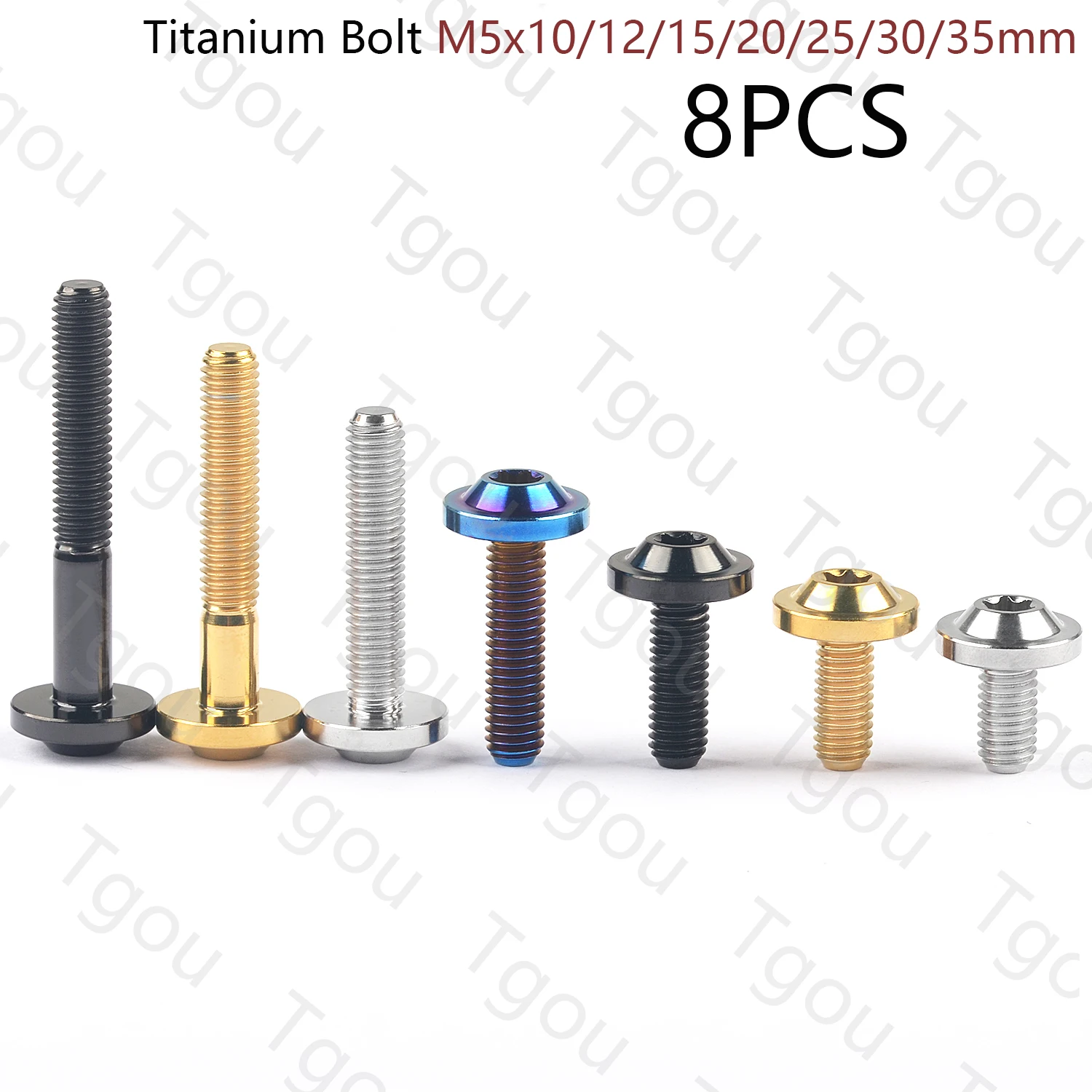 

Tgou Titanium Bolt M5x10/12/15/20/25/30/35mm Torx T25 Plum Head Screws for Bike Motorcycle 8pcs