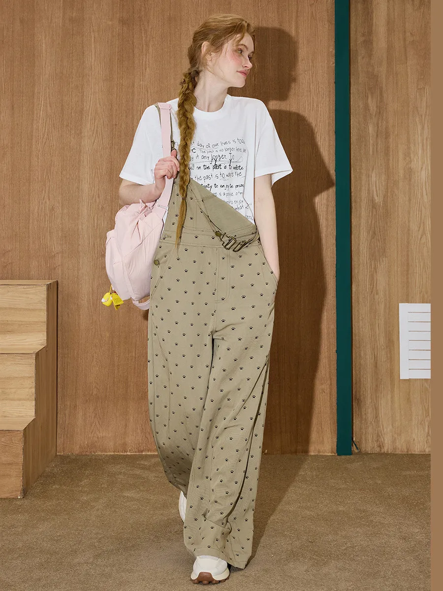 

Coolhut High Waist Loose Printed Slimming Overalls Wide Leg Spring 2026 Women's Design Sensation One-Piece Pants