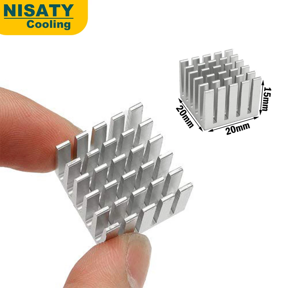 Paket Besar 20/50/100PCS 20x20x15mm Pendingin Heatsink CPU GPU IC Chip Aluminium Heat Sink Radiator Perak Heatsink DIY Cooler
