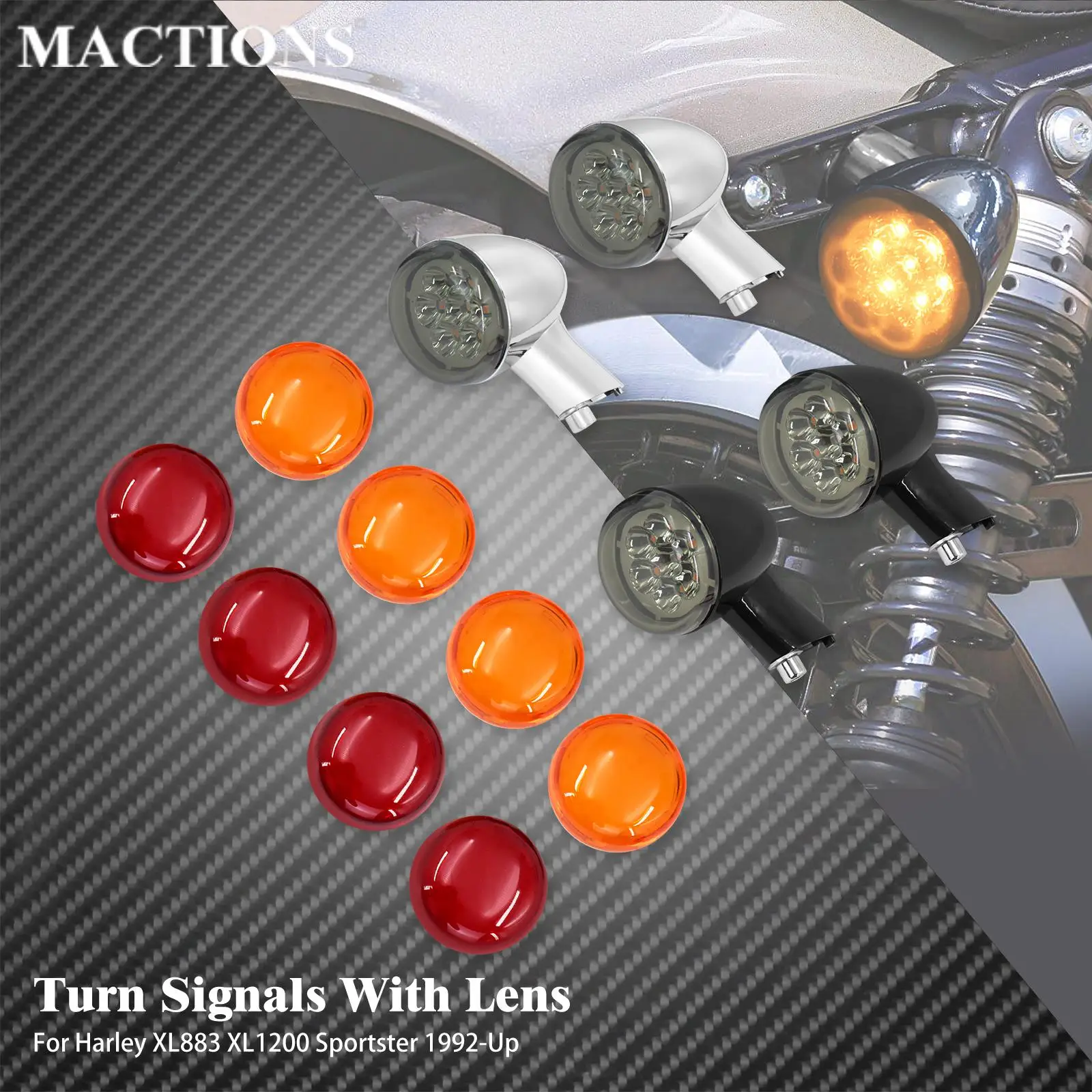 

Motorcycle Rear Turn Signals LED Lights For Harley Sportster XL 883 1200 Nightster 92-2023 Turn Indicators Lamp With Lens Cover