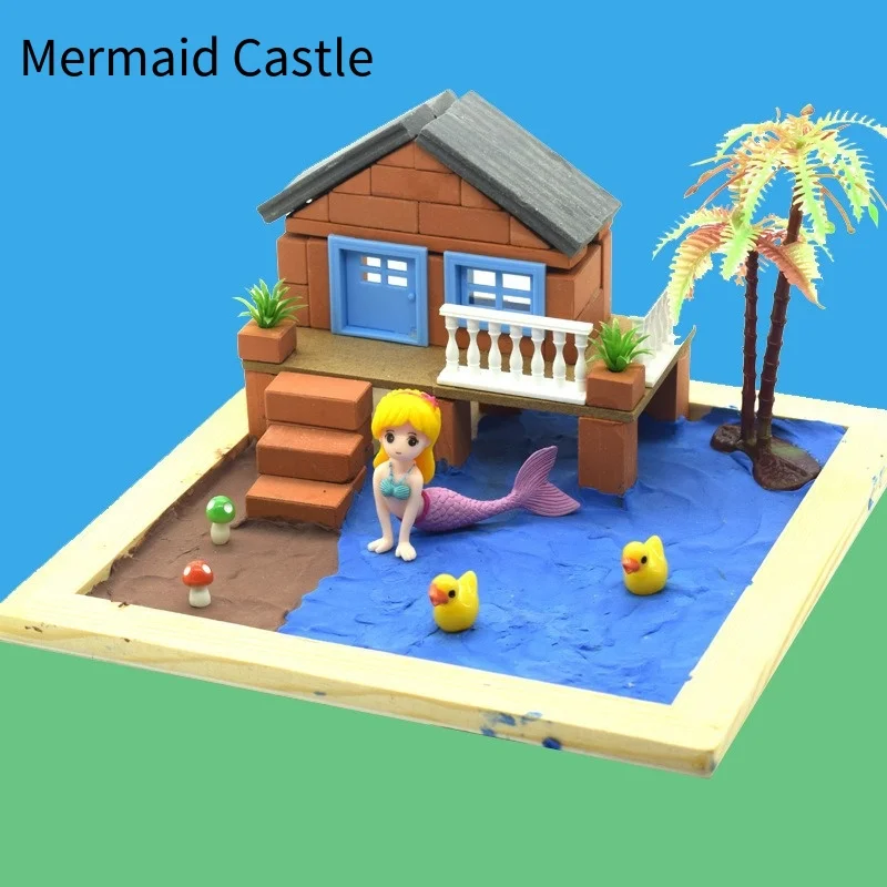 キッズマスタービルダーおもちゃセット - 本物のミニブロックと水溶性セメントDIYハウスビルディングキット