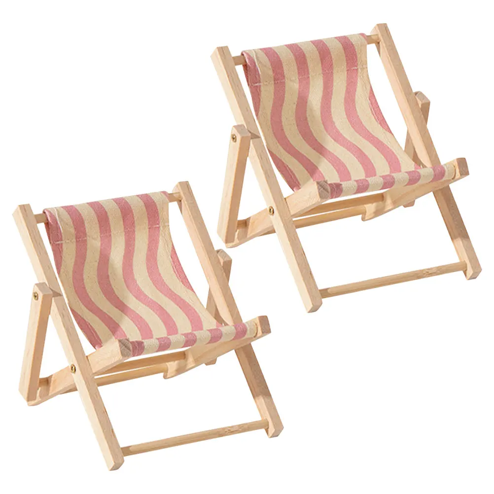 2 قطعة ملحقات كرسي الشاطئ كرسي حامل هاتف ألعاب خشبية صغيرة ديكور منزلي أثاث محمول قابل للطي