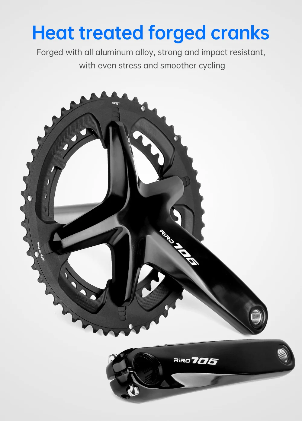 RIRO 106 Rennrad Integrierte Kurbelgarnitur 170 mm 110BCD 50-34T/53-39T Doppelkettenblätter Kettenräder Hohles Rennrad Kettenblatt – Detail 5
