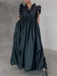 Elegant Women's Dress Fashionable Flat Neck Tassel Casual Party Wedding Women's Long Dress Layered Ruffle Edge Robe