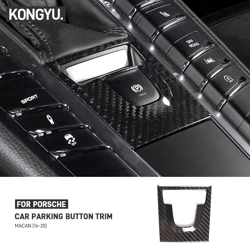 Car Carbon Fiber Electronic Handbrake Switch Panel Parking Button Trim Stickers For Porsche Macan 2014-2020 Interior Accessories