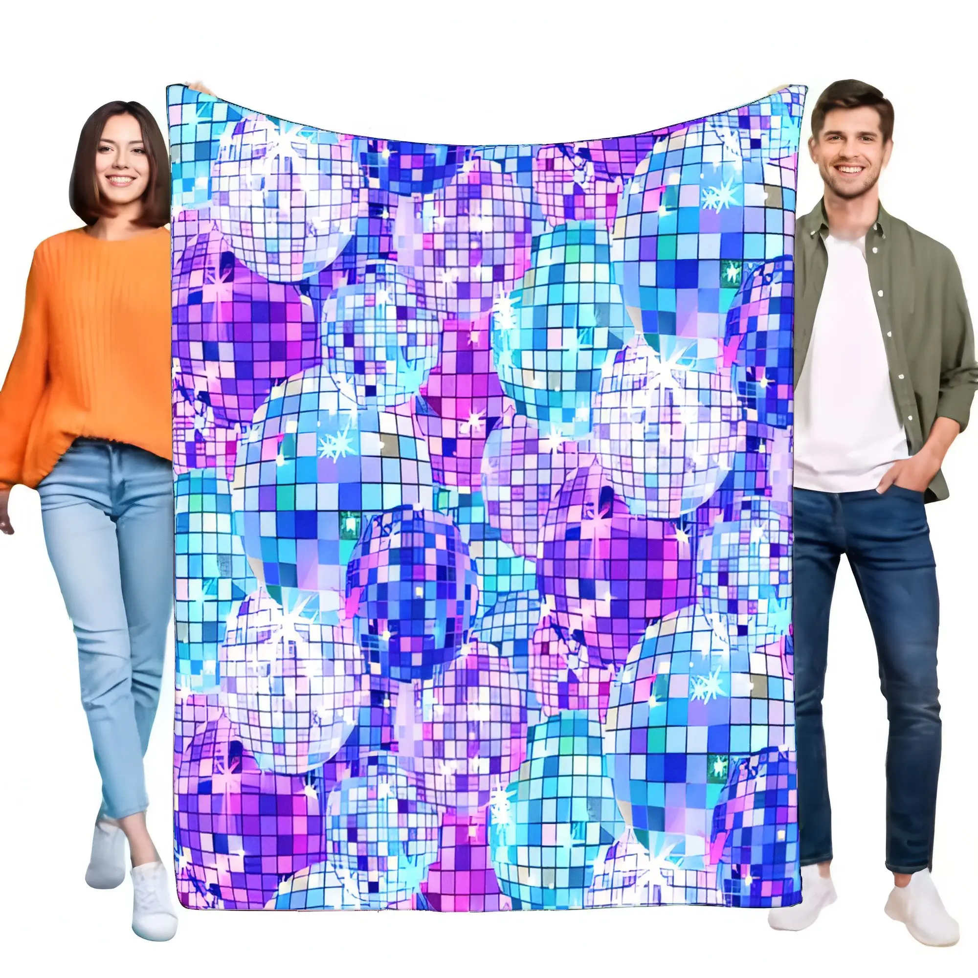Disco Ball Blanket Soft Cozy Throw for Bed or Sofa Colorful Party Decor Gift Ideal for Events or Home Use