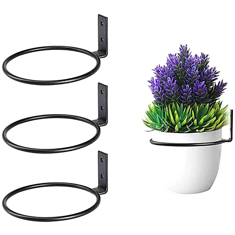 Flowerpot Holder Ring Balcony Planter Pots Tray Rack Bracket Metal Wall Mounted Plant Hanger Outdoor Indoor Home Decoration