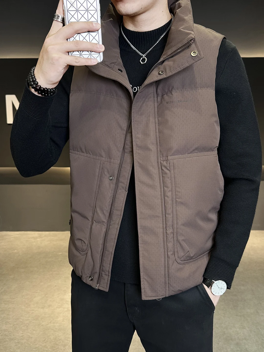 

Теплый мужской пуховый жилет с воротником-стойкой, модный городской стиль, утепленный, осенне-зимний, новинка, спортивная рабочая одежда, верхняя одежда