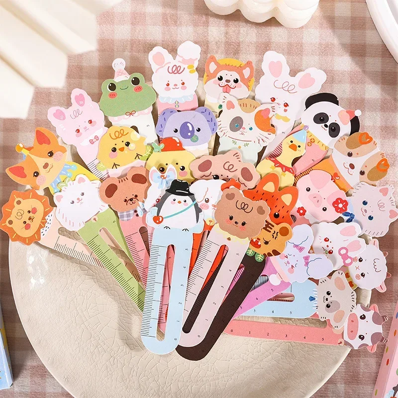 30pcs/box Cute Bookmark Creative Lovely Cartoon Animal Bear Rabbit Ruler Bookmark Kawaii Student Bookmark School Read Supplies