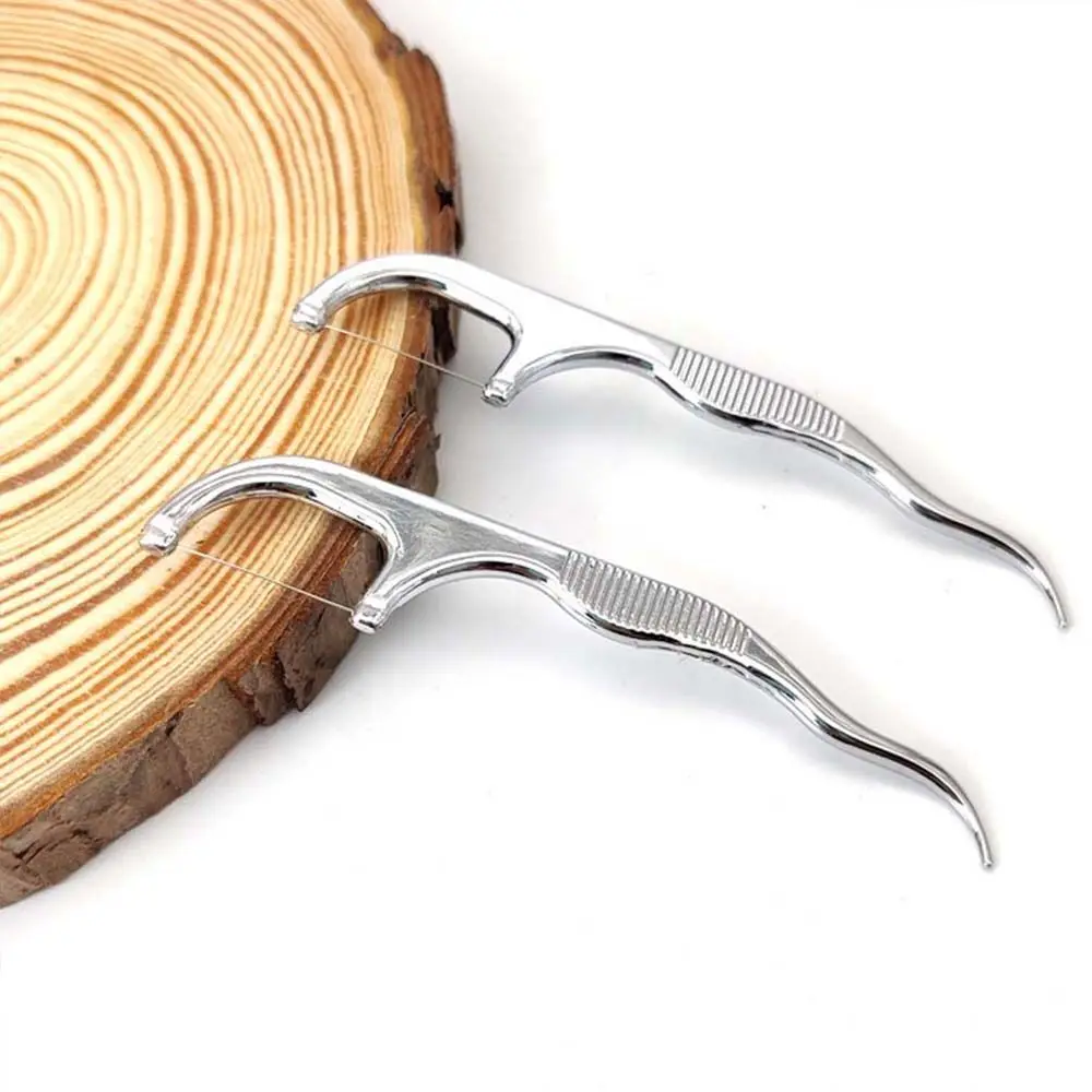 

Brushing Portable Lightweight Oral Hygiene Tooth Cleaning Stainless Steel Flosser Floss Stick Dental Floss Flossing ​Holder