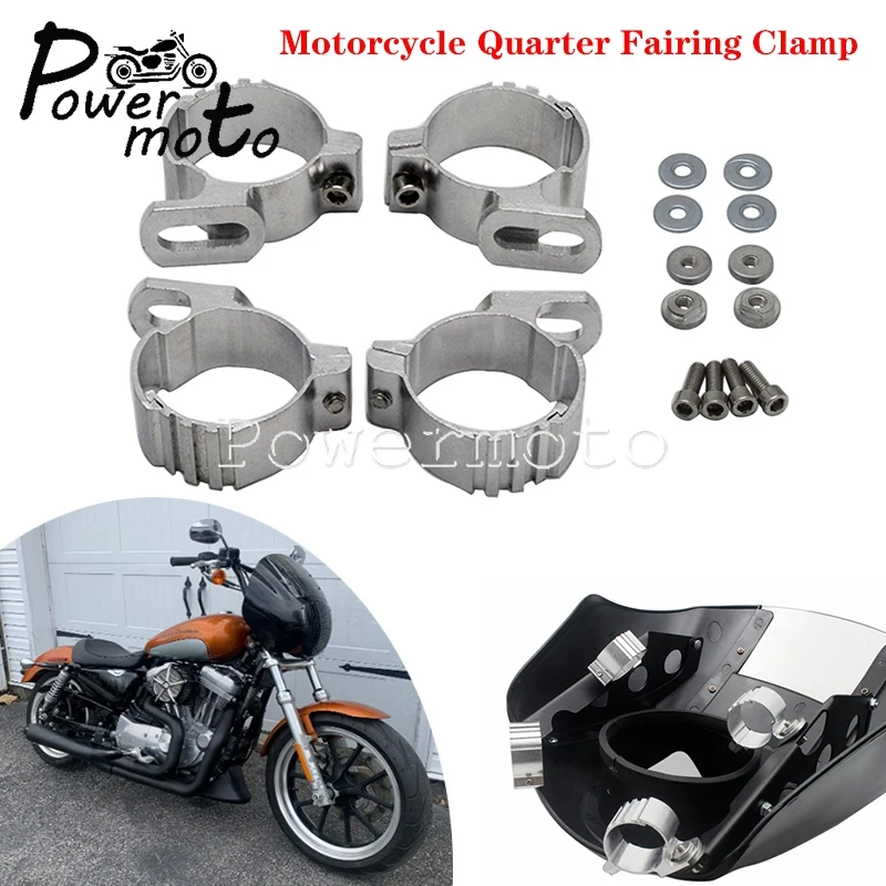 Chrome Detachable Quarter Fairing Mounting Bracket Gauntlet Headlight Mask Mount Clamp for Harley Dyna Sportster XL 883 1200