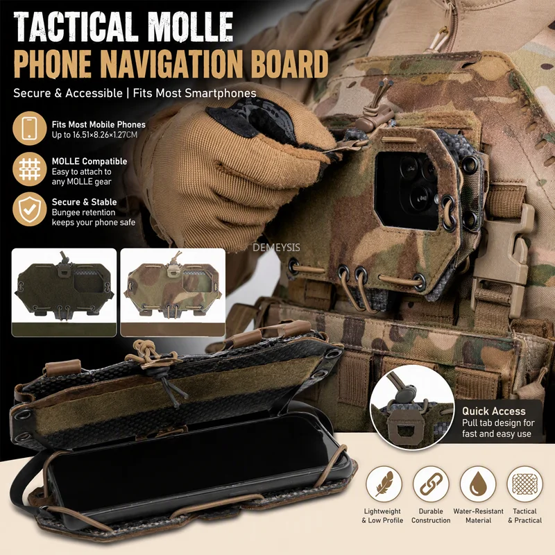 Hunting Vest Navigation Board Mobile Phone Holder Airsoft CS Tactical Plate Carrier MOLLE Phone Storage Box Admin Panel Board