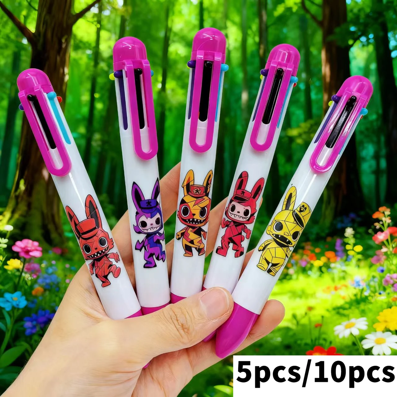 

5pcs/10pcs Creative Rabbit Ballpoint Pen Six-in-One Press Writing Pen Stationery Gift for the back-to-school season