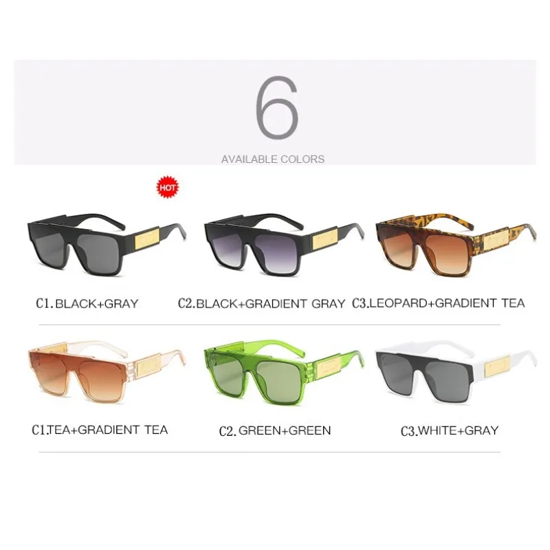 خمر المتضخم قطعة واحدة النظارات الشمسية النساء العلامة التجارية مصمم الأزياء النظارات الملونة الرجال حملق ظلال نظارات شمسية #5