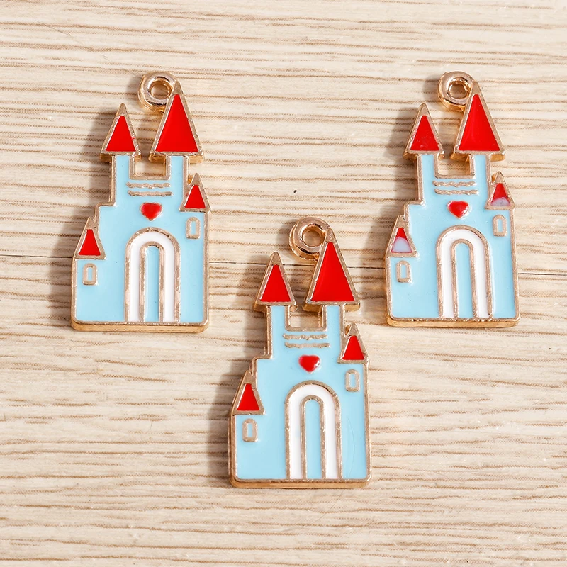 Tusember 10Pcs Cute Pendant Cartoon Fairy Princess Castle Charms For Earrings Bracelet Necklace Jewelry Making Craft DIY Supply