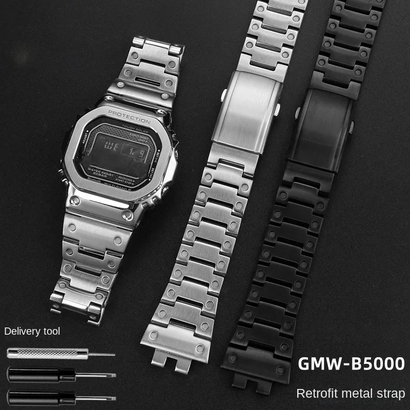 Stainless steel watch band for Casio G-Shock GM-B2100 GMW-B5000 replacement bracelet waterproof steel strap watch accessories