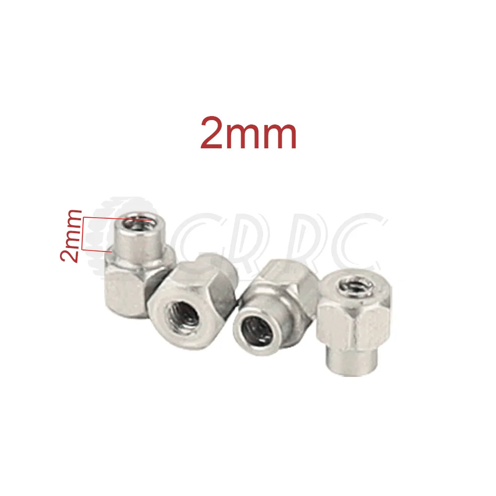 4PCS 2/3/4.7/5mm M2 Long Extended Wheel Nuts For 1/24 RC Crawler Axial SCX24 AX24 Upgrade Parts Stainless Steel Or Brass