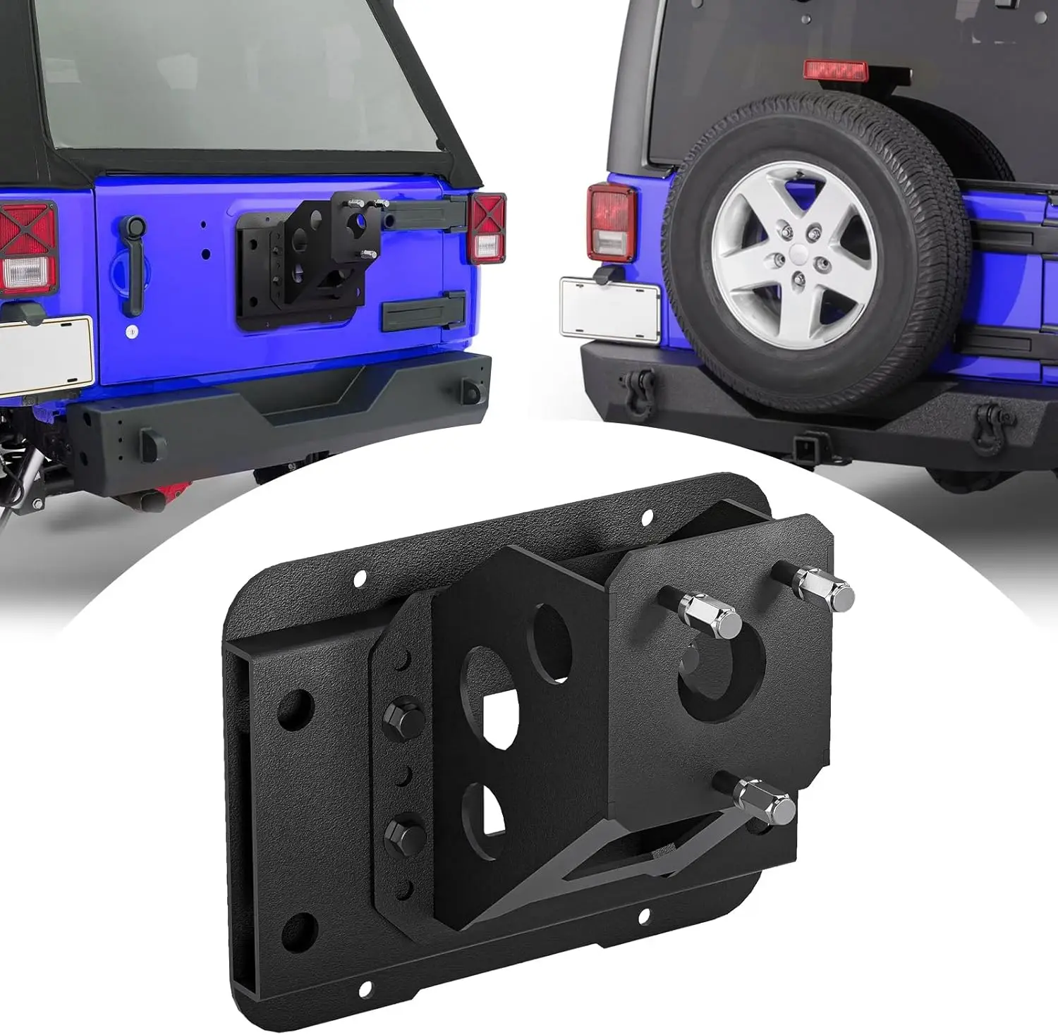 Jeep Wrangler JK Support de pneu de secours pour modèles 2007-2018, convient aux pneus jusqu'à 40 pouces, support arrière robuste