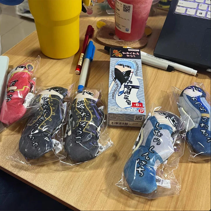 6 Pcs Set Cotton Doll Game Gintama Gintoki Sakata Toushirou Hijikata Kagura Cartoon Stuffed Plush Pendants Children's Gift Toys