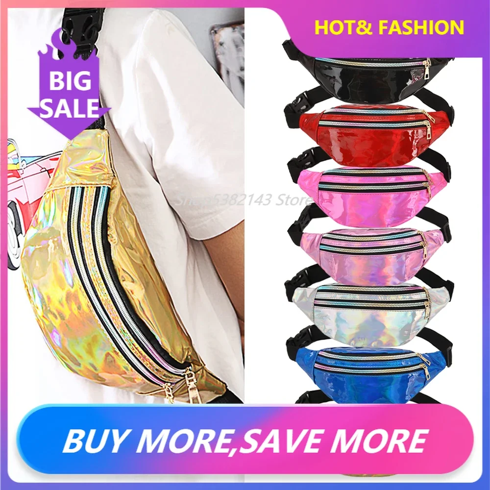 Women Bum Bag Laser Belt Bag Holographic Fanny Pack Designer Waist Bag Cute Waist Packs Phone Pouch For Party Travel