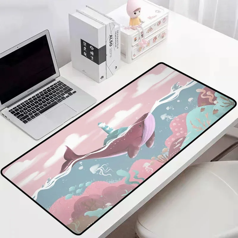 Baleias do mar mousepad xxl gaming mouse pad protetor de mesa pc gamer acessórios tapete de teclado grande estendido ratos teclados computador