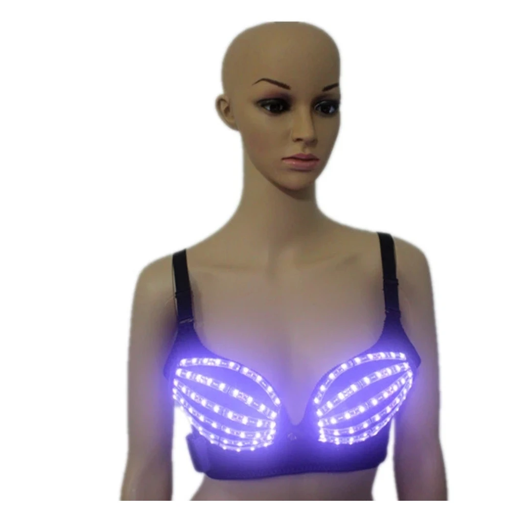 

Full Color LED Bra White Color Bra Light Up Bra Luminous Costumes Glowing Bikini Outfits Stage Party Performance Christmas Show