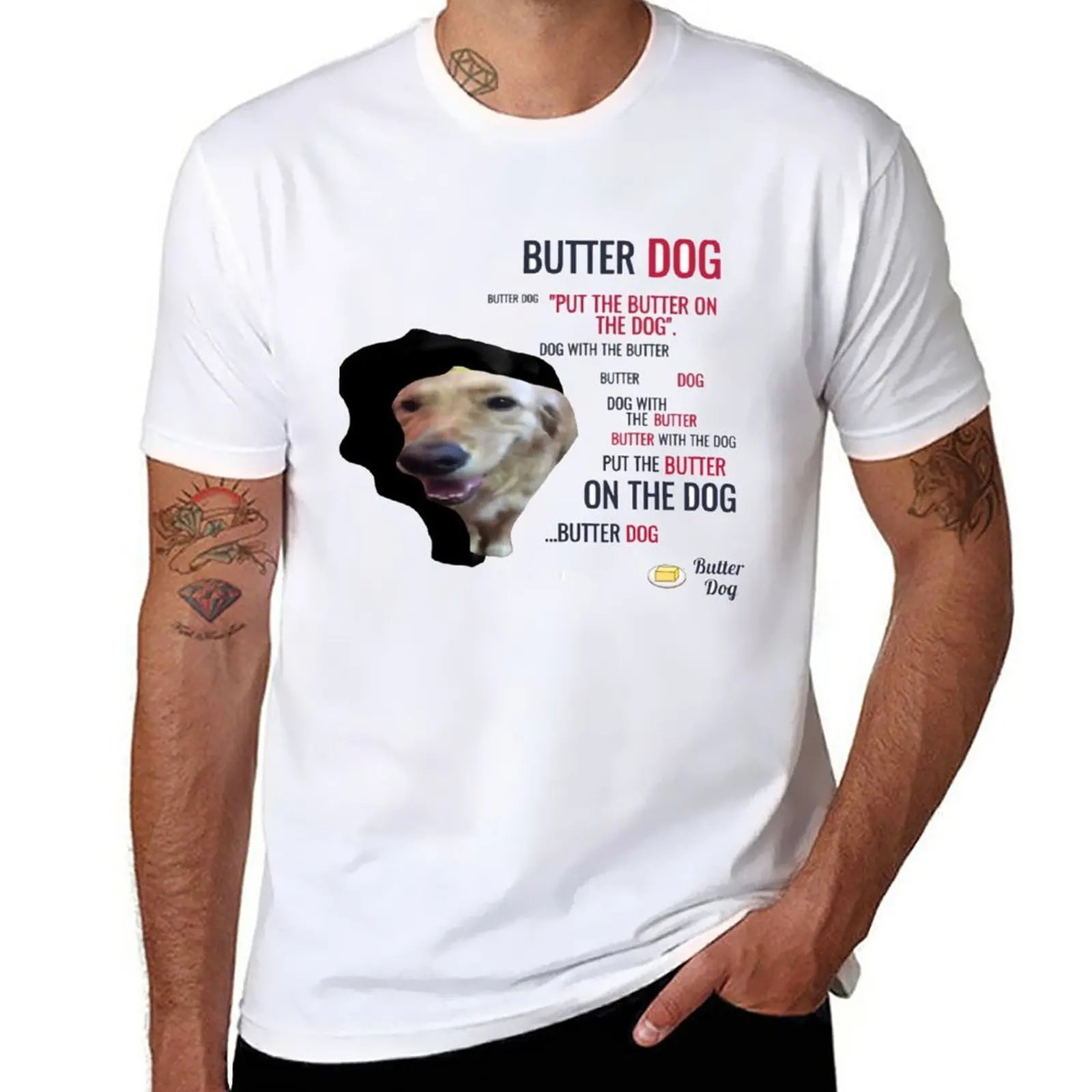 Butter dog! T-Shirt anime blanks cute tops vintage t shirts for men cotton