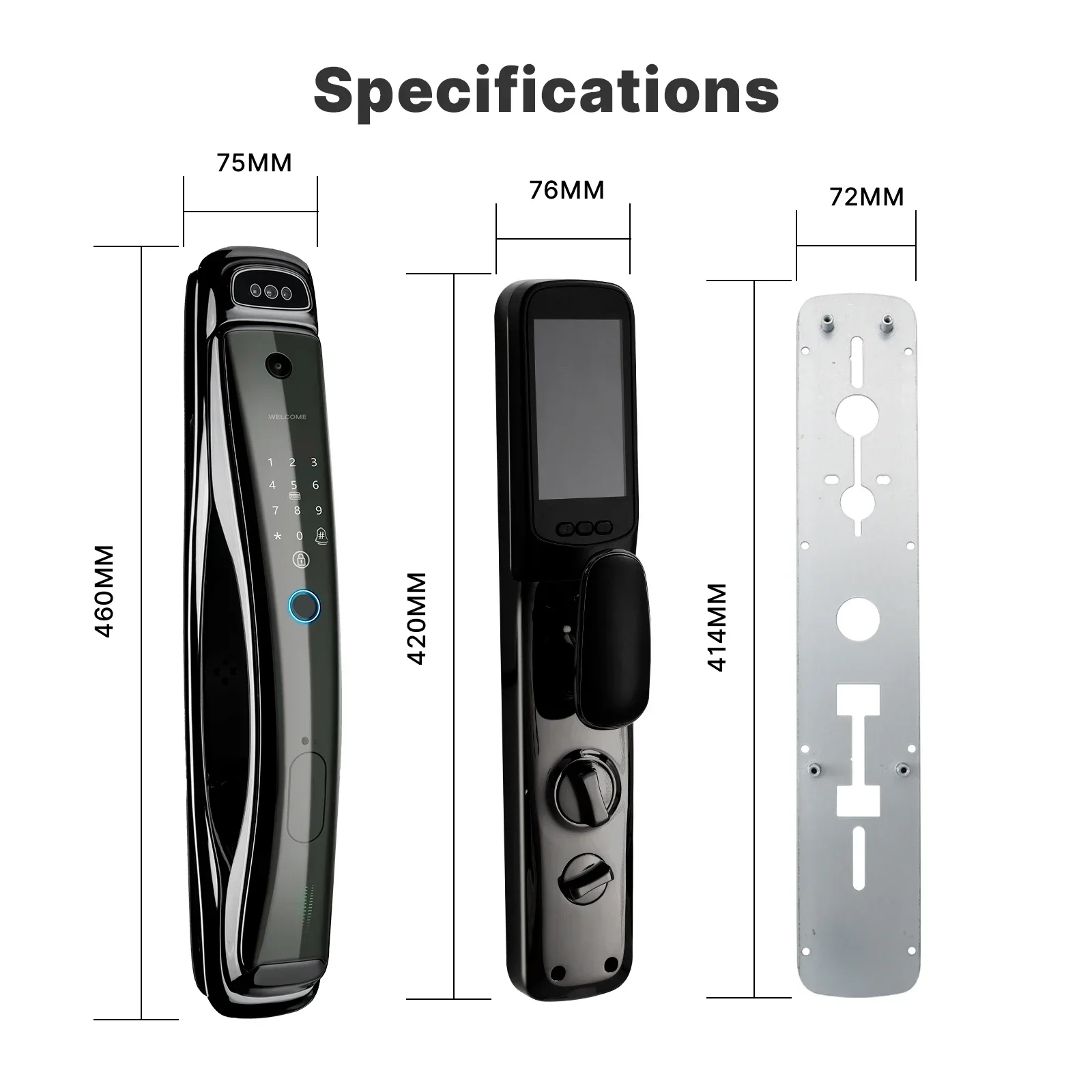 Serrure de porte intelligente Wi-Fi, caméra 3D Face Heroes, vision nocturne infrarouge, déverrouillage par mot de passe, empreinte digitale, carte IC, réveil, 1MP