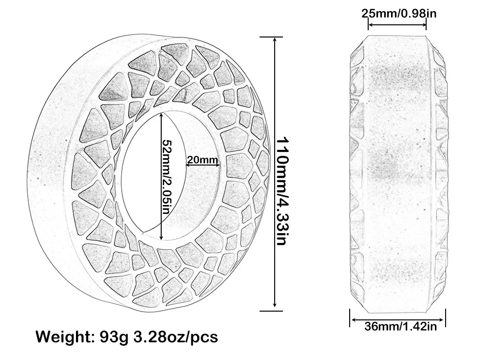 1.9'' Tires Soft Silica Gel Anti Foams Insert 110x36mm For 1/10 Rc Crawler Car Trax/as Trx4 Scx10 Capra Tf2 Gen8 Rgt Yikong D90