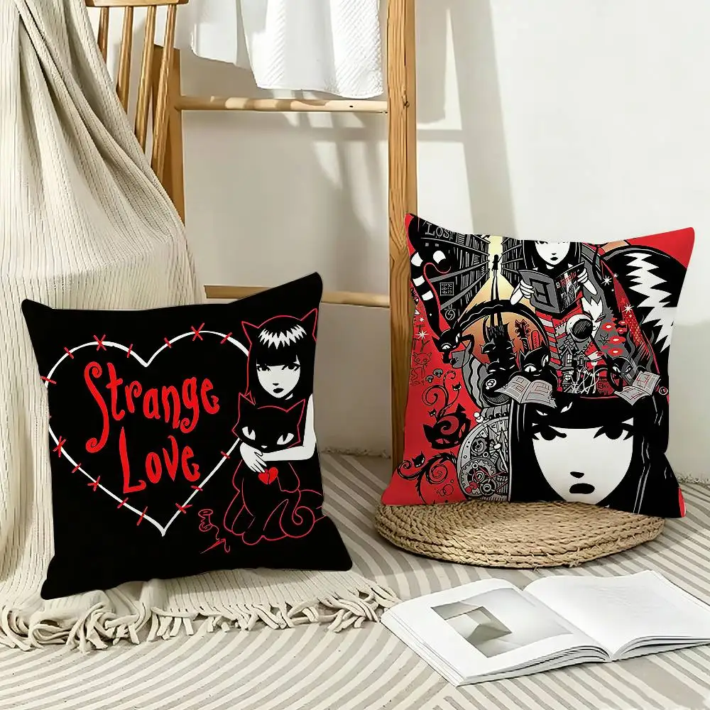 Gothic E-Emily the Strange   Pillow Case Pattern Printed Pillowcase For Living Room Sofa Cushion Cover